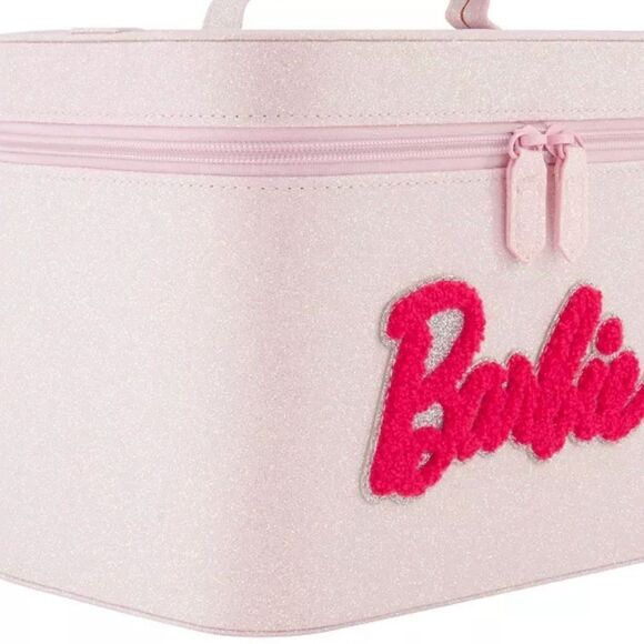 Barbie Pink Glitter Large Vanity Case w/Mirror - Picture 7 of 13